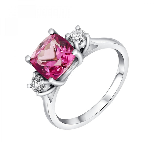 Platinum 2.50ct pink tourmaline & 0.30ct diamond ring