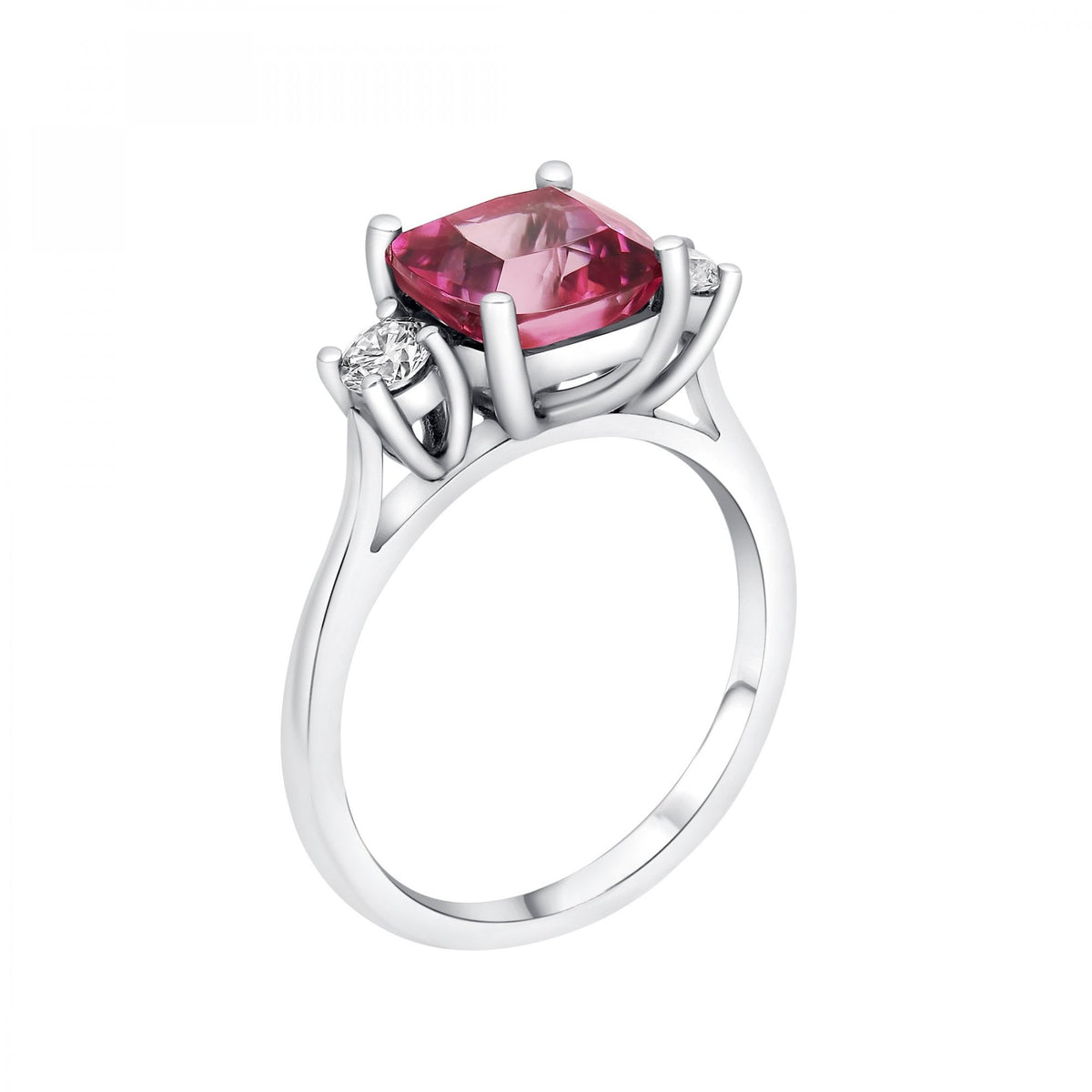 Platinum 2.50ct pink tourmaline & 0.30ct diamond ring