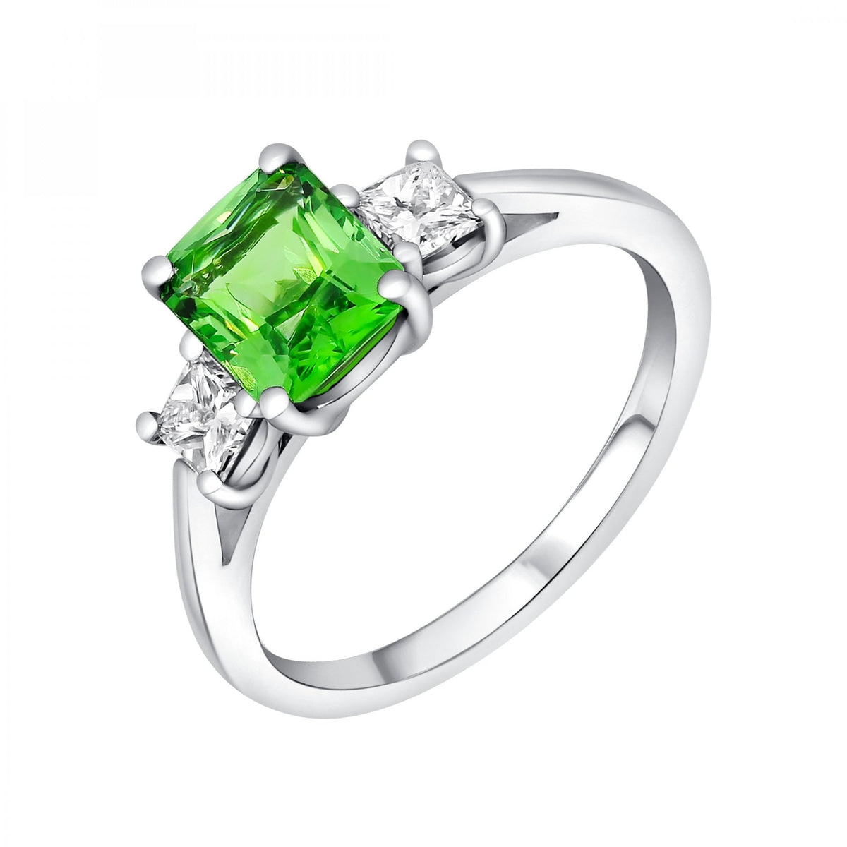 Platinum 1.53ct tsavorite green garnet & 0.40ct diamond ring