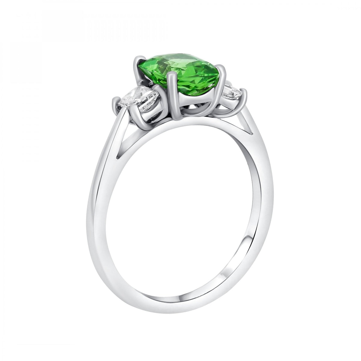 Platinum 1.53ct tsavorite green garnet & 0.40ct diamond ring