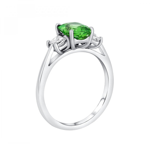 Platinum 1.53ct tsavorite green garnet & 0.40ct diamond ring