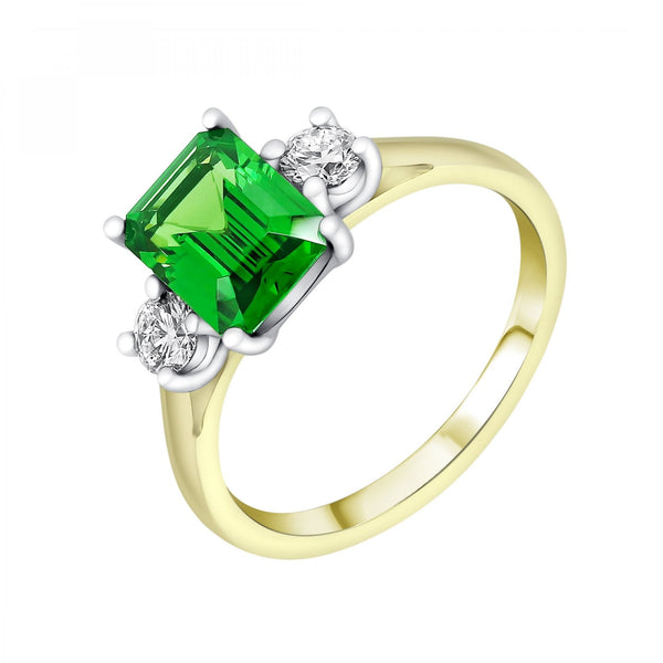 18ct yellow gold 2.13ct tsavorite garnet & 0.29ct diamond ring