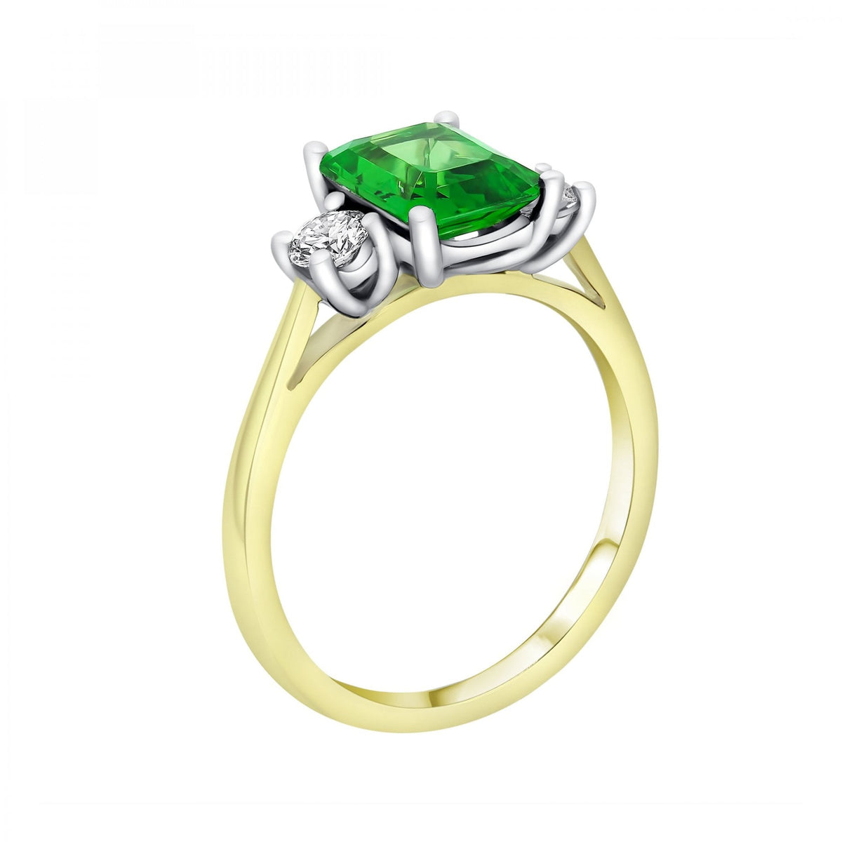 18ct yellow gold 2.13ct tsavorite garnet & 0.29ct diamond ring