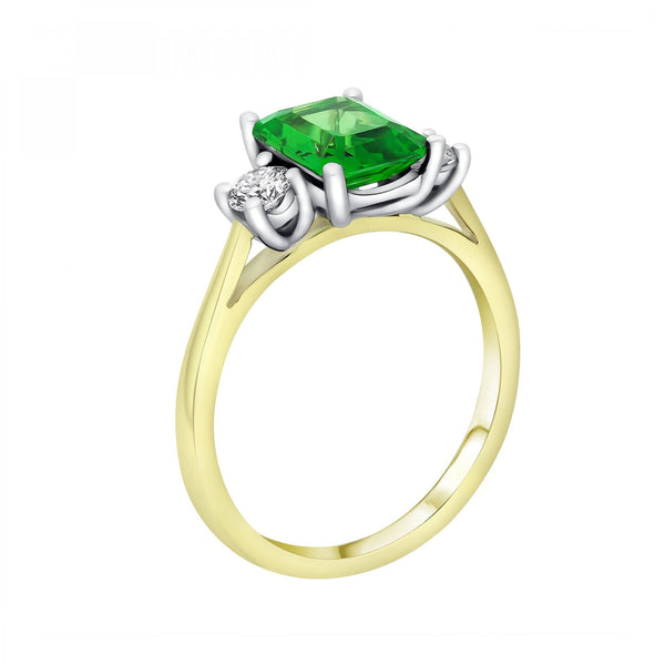 18ct yellow gold 2.13ct tsavorite garnet & 0.29ct diamond ring