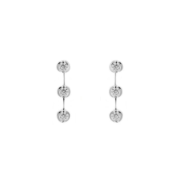 18ct white gold 0.96ct round brilliant cut diamond drop earrings