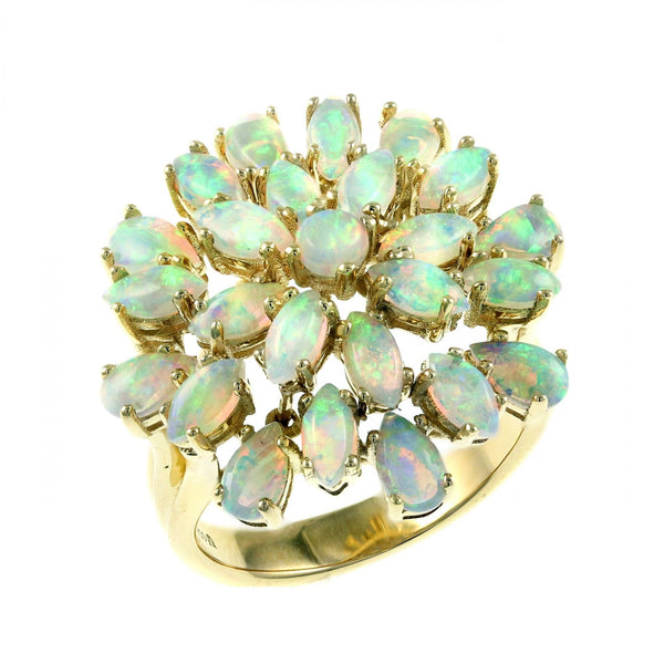 18ct yellow gold 2.82ct natural opal cluster ring