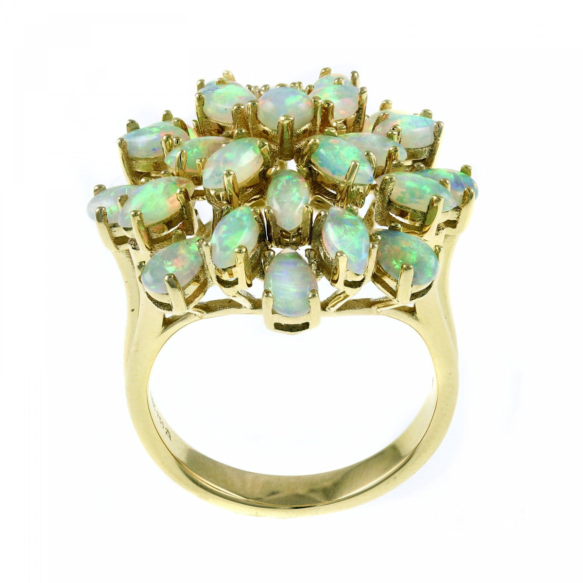 18ct yellow gold 2.82ct natural opal cluster ring