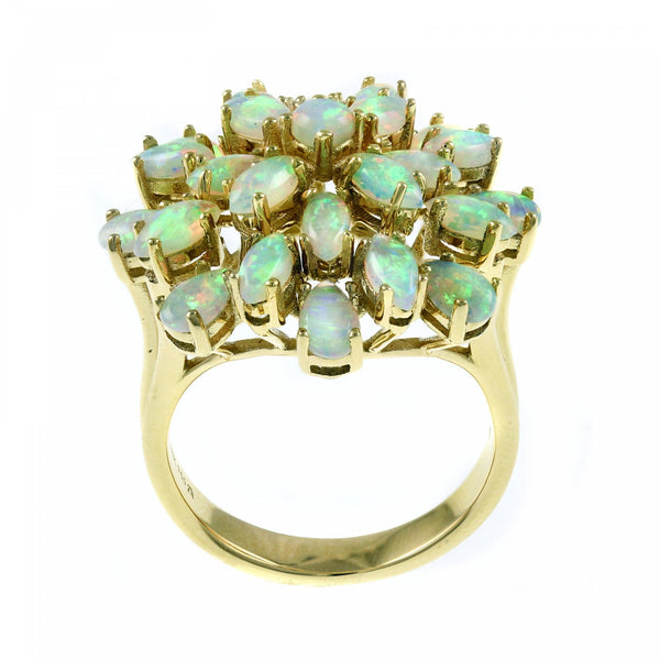 18ct yellow gold 2.82ct natural opal cluster ring
