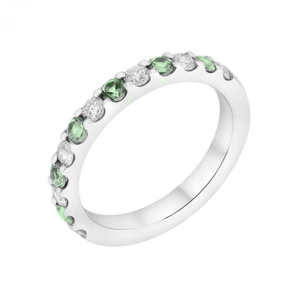 Platinum 0.51ct green sapphire & 0.38ct diamond ring
