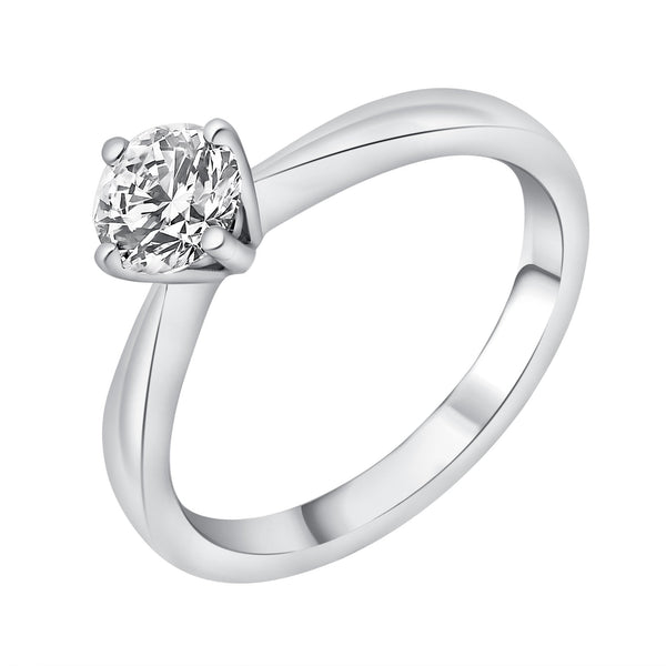 Platinum 0.73ct F VS2 GIA round brilliant cut diamond ring