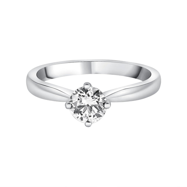 Platinum 0.73ct F VS2 GIA round brilliant cut diamond ring