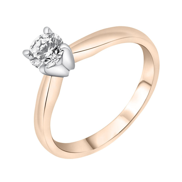 18ct rose gold 0.51ct round brilliant cut diamond ring