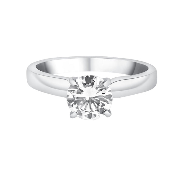 Platinum 1.00ct F VS2 IGL round brilliant cut diamond ring