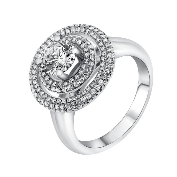 Platinum 1.01ct D SI2 HRD round brilliant cut diamond halo ring