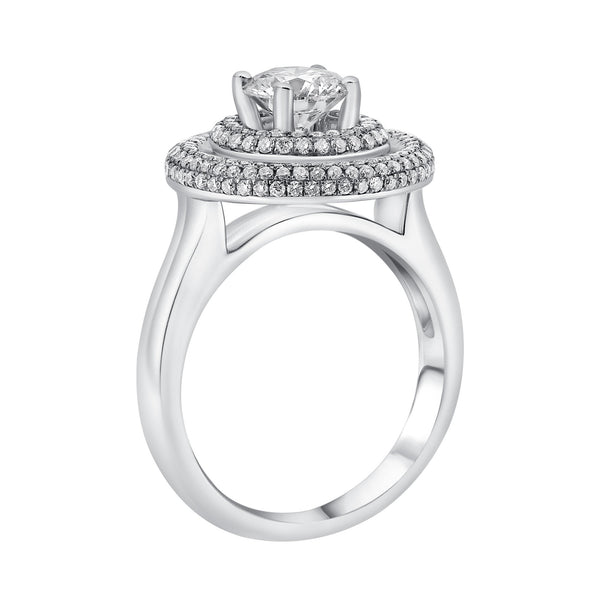 Platinum 1.01ct D SI2 HRD round brilliant cut diamond halo ring