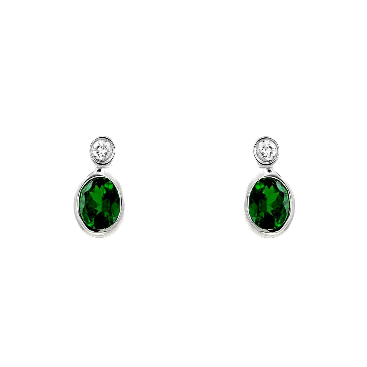 Platinum 0.66ct tsavorite garnet & 0.06ct diamond stud earrings