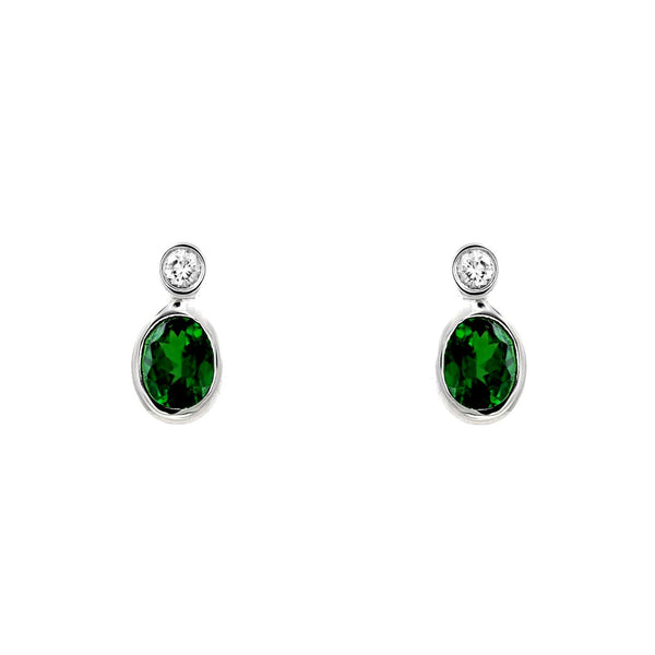 Platinum 0.66ct tsavorite garnet & 0.06ct diamond stud earrings