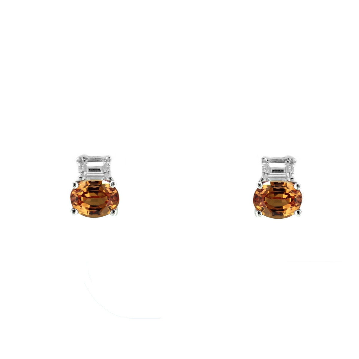Platinum 0.95ct orange sapphire & 0.19ct diamond stud earrings