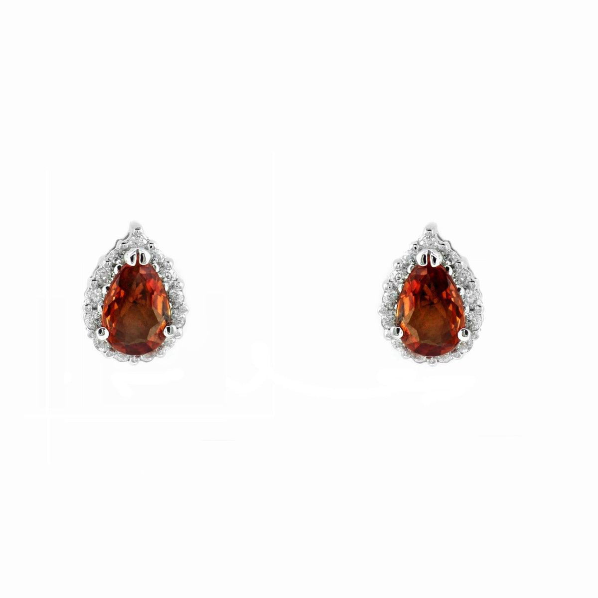 Platinum 1.08ct orange sapphire & 0.22ct diamond earrings