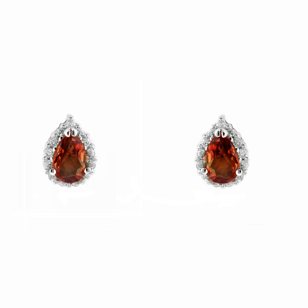 Platinum 1.08ct orange sapphire & 0.22ct diamond earrings