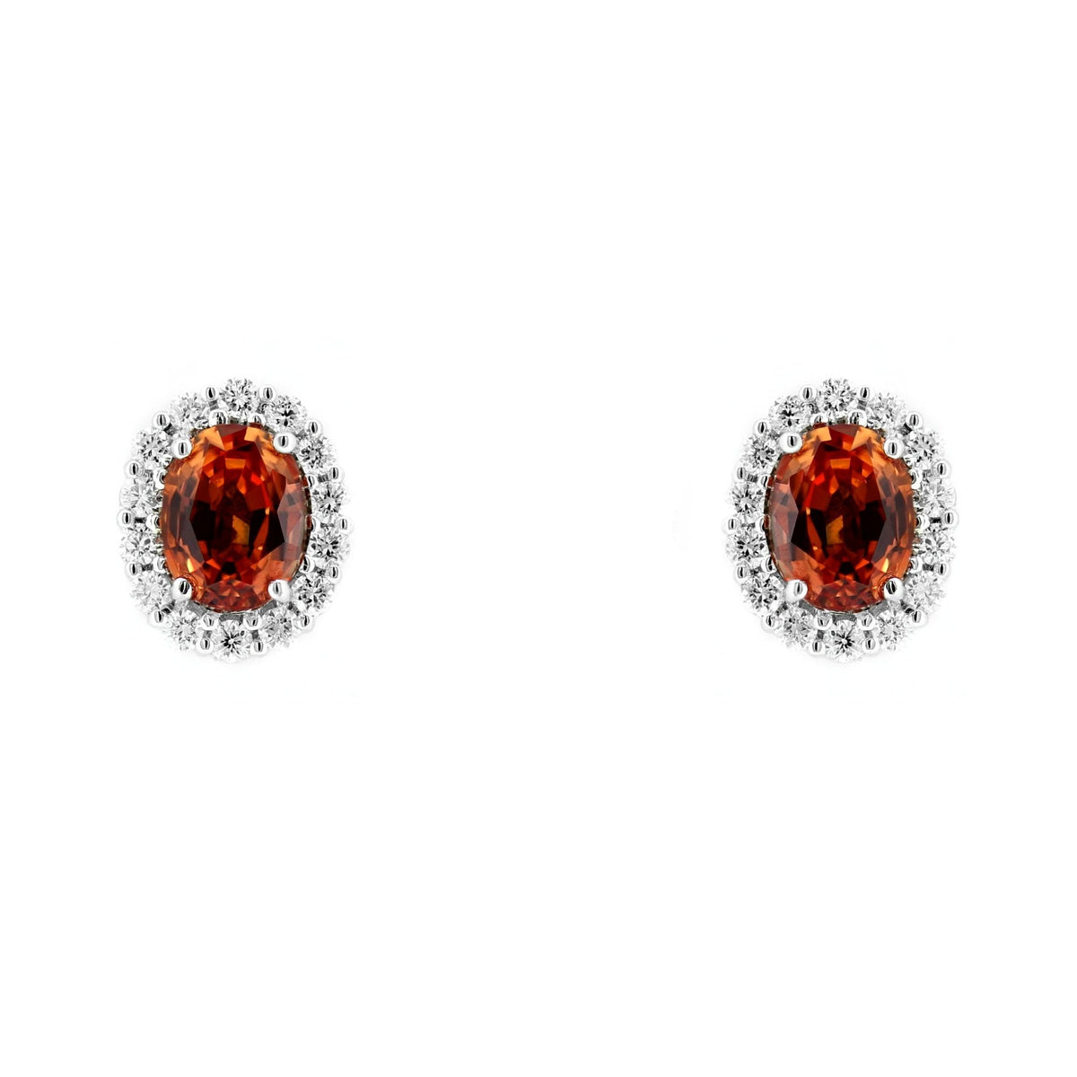 Platinum 2.32ct orange sapphire & 0.51ct diamond earrings