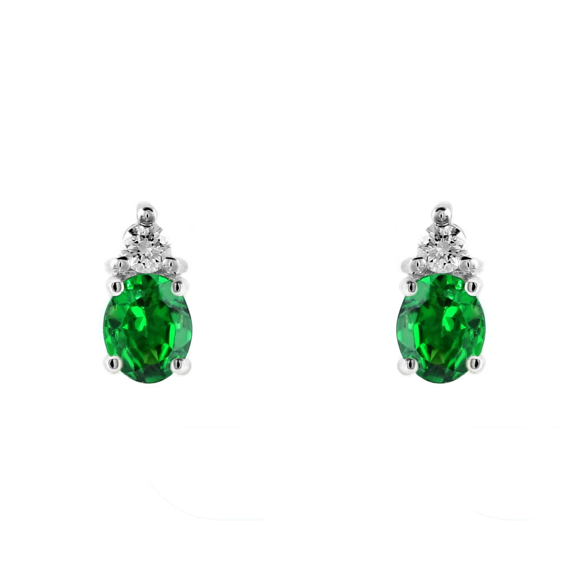 Platinum 0.67ct tsavorite garnet & 0.14ct diamond stud earrings