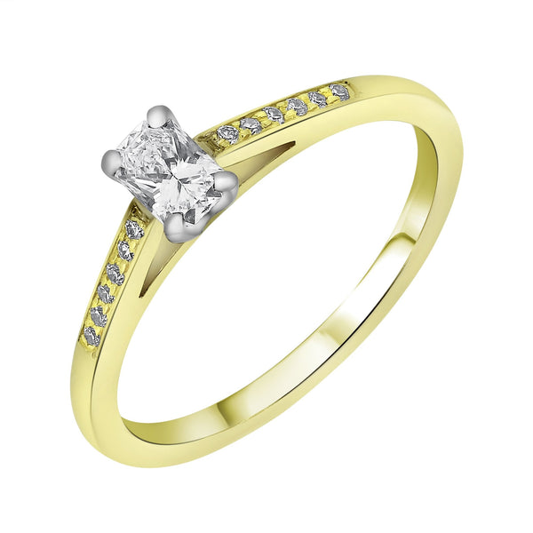 Preowned 18ct yellow gold 0.36ct radiant cut diamond ring