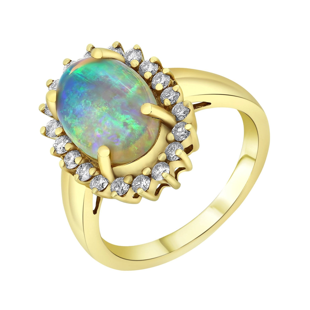 18ct rose gold 1.78ct natural opal & 0.47ct diamond ring
