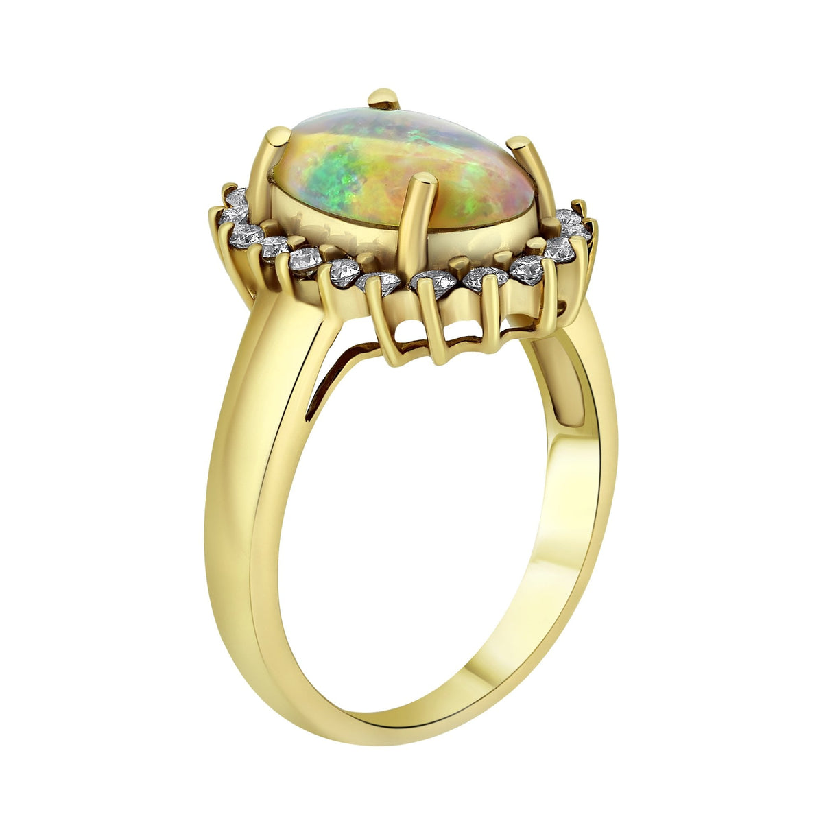 18ct rose gold 1.78ct natural opal & 0.47ct diamond ring