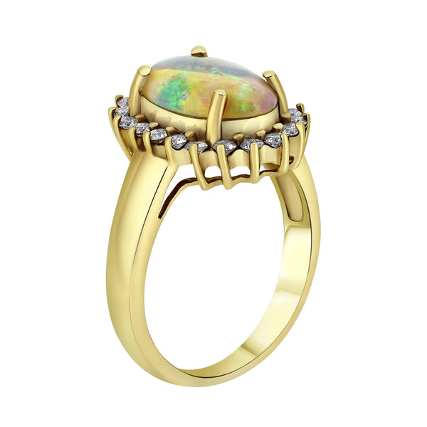 18ct rose gold 1.78ct natural opal & 0.47ct diamond ring