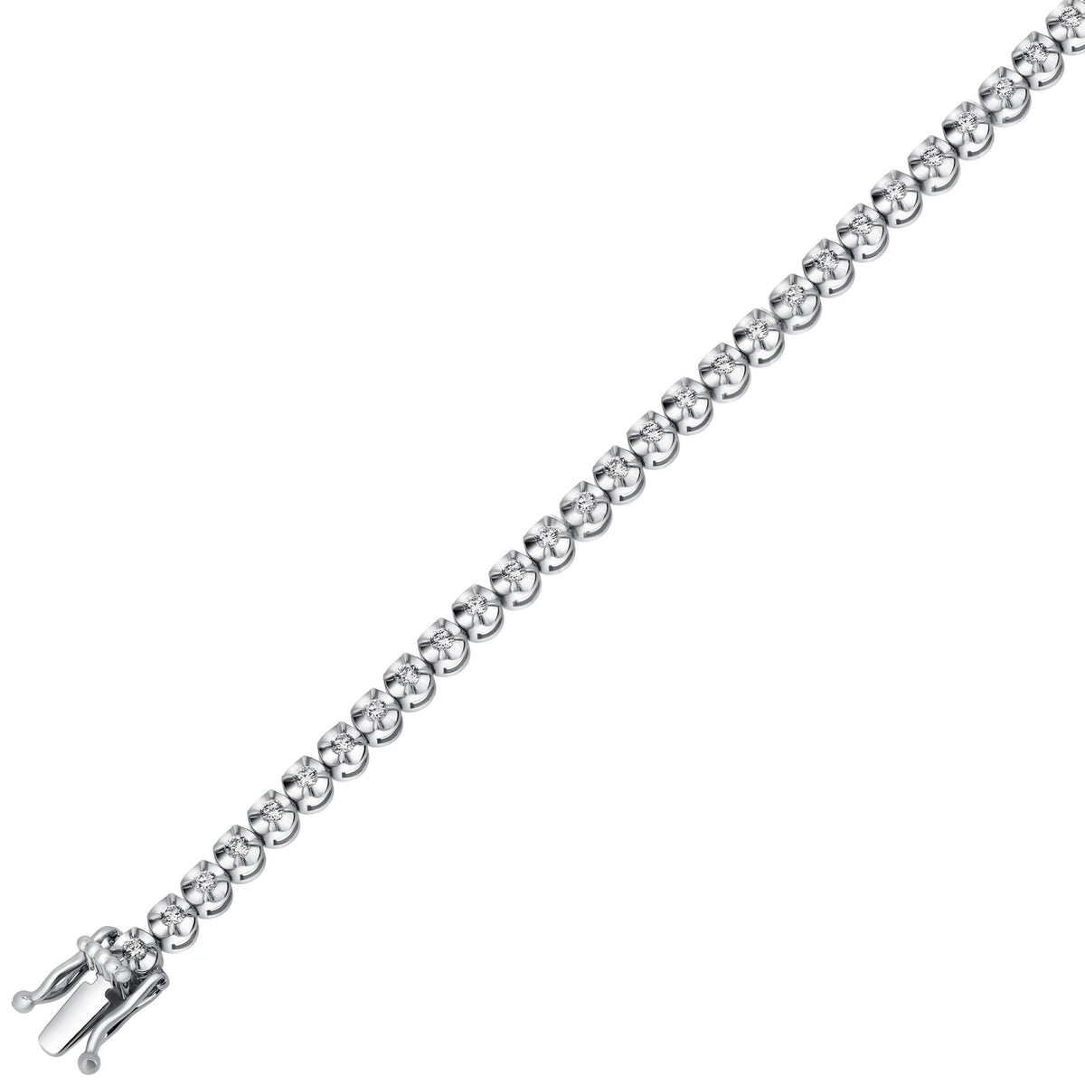 18ct white gold 1.19ct round brilliant diamond tennis bracelet