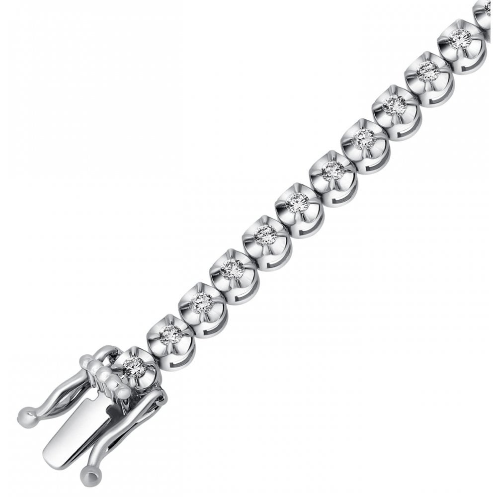 18ct white gold 1.19ct round brilliant diamond tennis bracelet