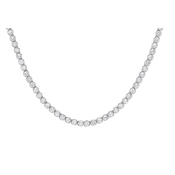 Lab grown 9ct white gold 15.00ct round diamond necklace