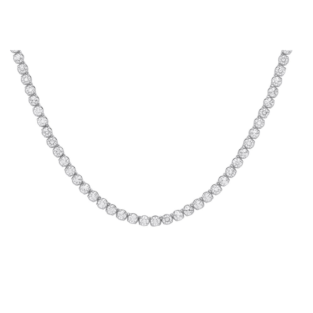 Lab grown 9ct white gold 10.00ct round diamond necklace