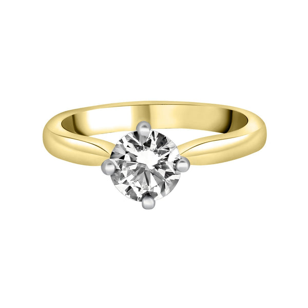 18ct yellow gold 1.00ct G SI1 GIA round brilliant diamond ring