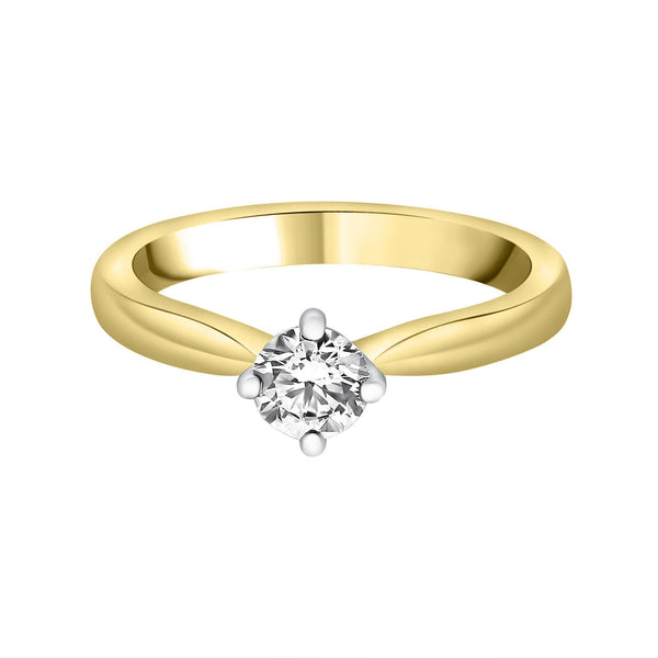 18ct yellow gold 0.50ct F VS2 GIA round brilliant diamond ring