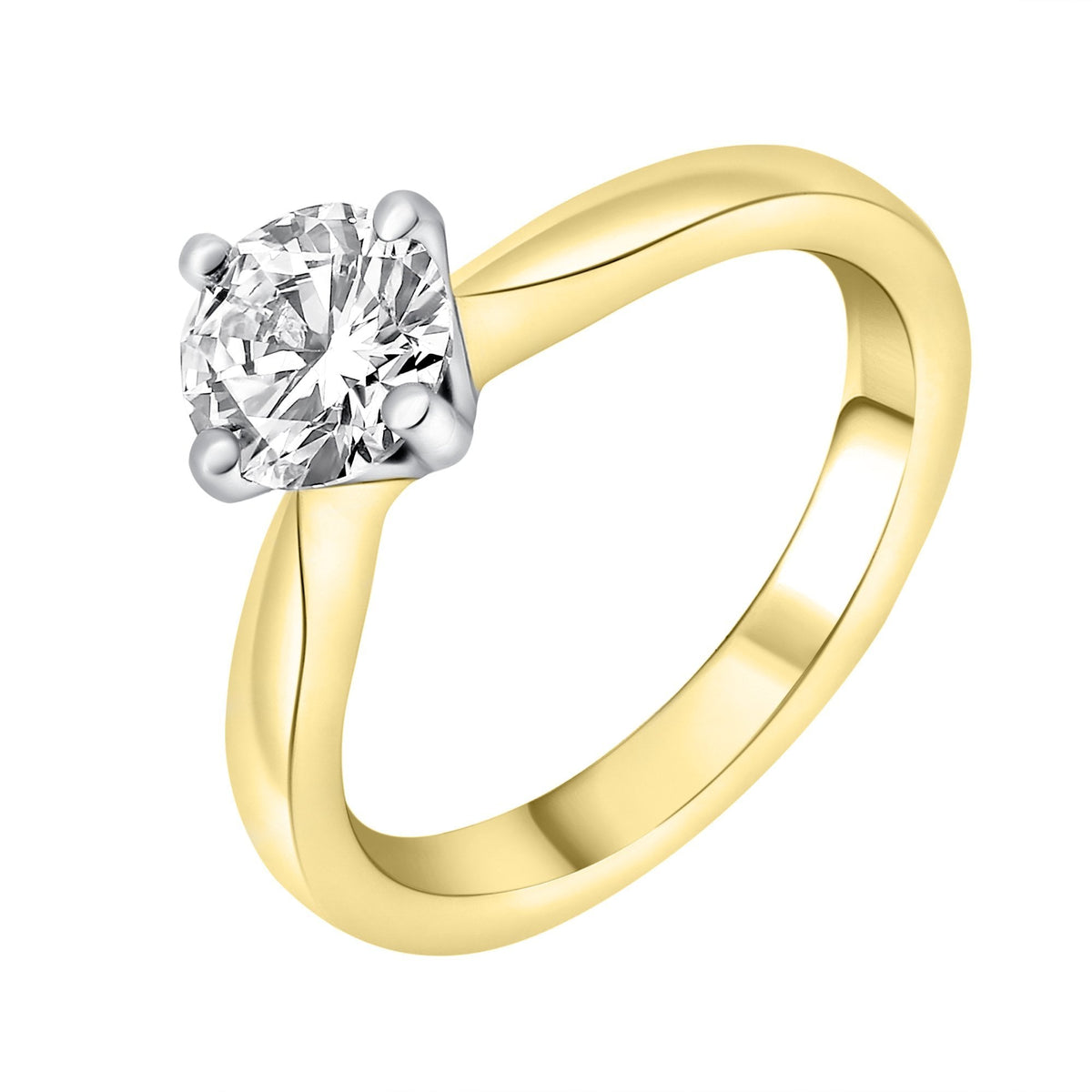18ct yellow gold 1.00ct F VS2 EGL round brilliant diamond ring