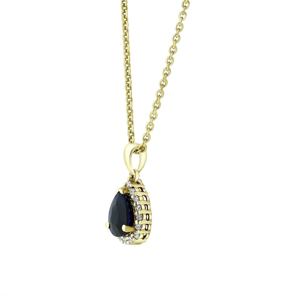 18ct yellow gold 1.00ct sapphire & 0.14ct diamond pendant