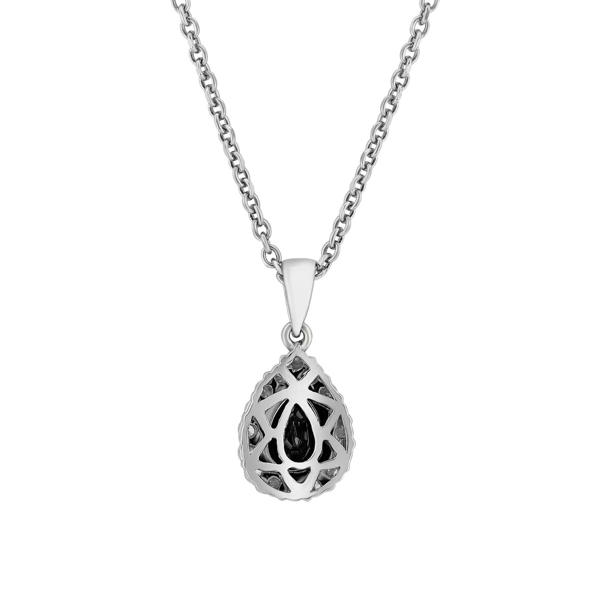 18ct white gold 0.88ct ruby & 0.15ct diamond cluster pendant