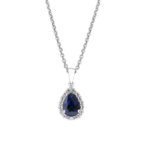 Platinum 1.04ct sapphire & 0.14ct diamond cluster pendant