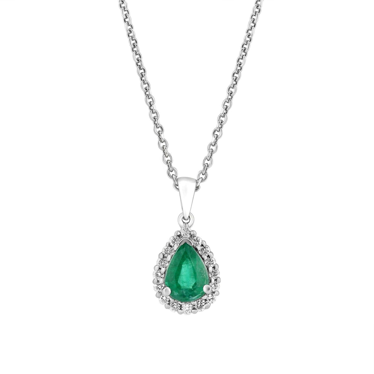 Platinum 0.60ct emerald & 0.14ct diamond cluster pendant