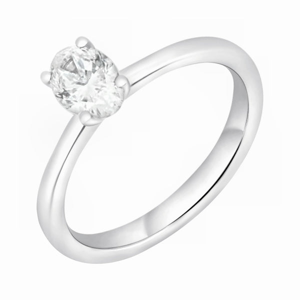 Platinum 0.70ct E VS2 GIA oval cut diamond ring