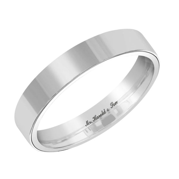 Platinum 4.0mm flat extra heavy weight court wedding ring