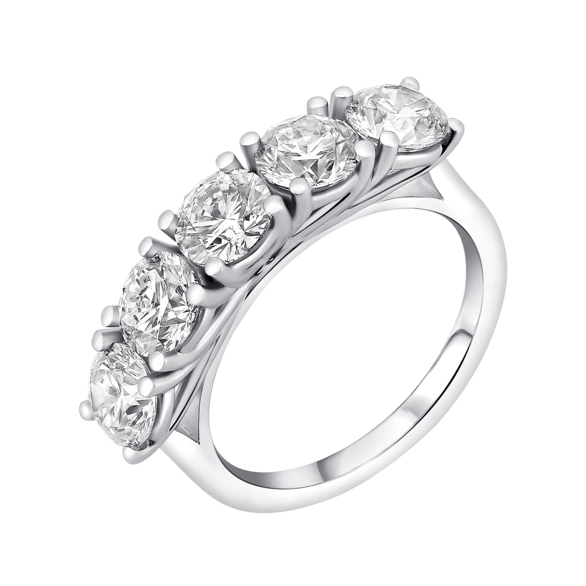 Lab grown platinum 3.00ct D VVS2 IGI round diamond 5 stone ring