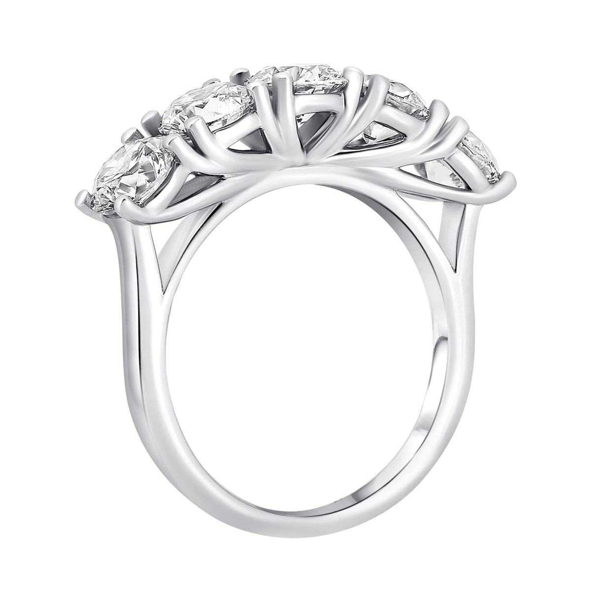 Lab grown platinum 3.00ct D VVS2 IGI round diamond 5 stone ring