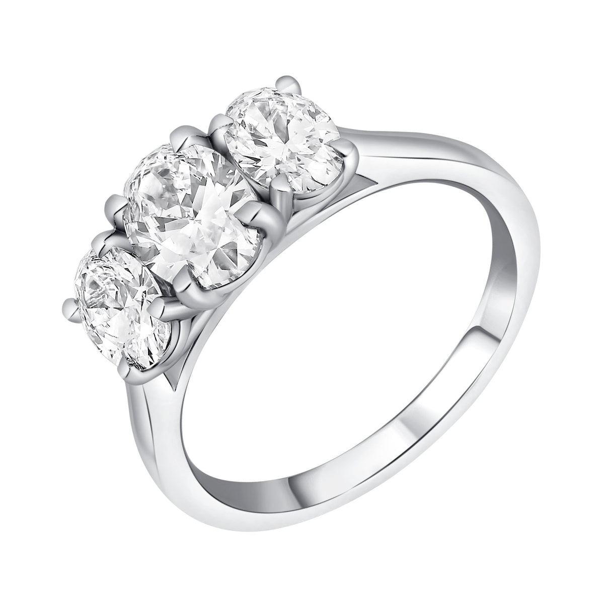 Lab grown platinum 2.02ct D VVS2 IGI oval diamond 3 stone ring