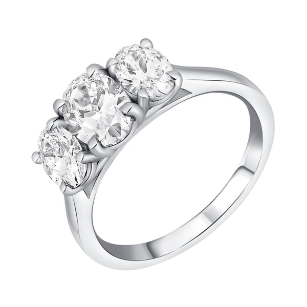 Lab grown platinum 2.02ct D VVS2 IGI oval diamond 3 stone ring