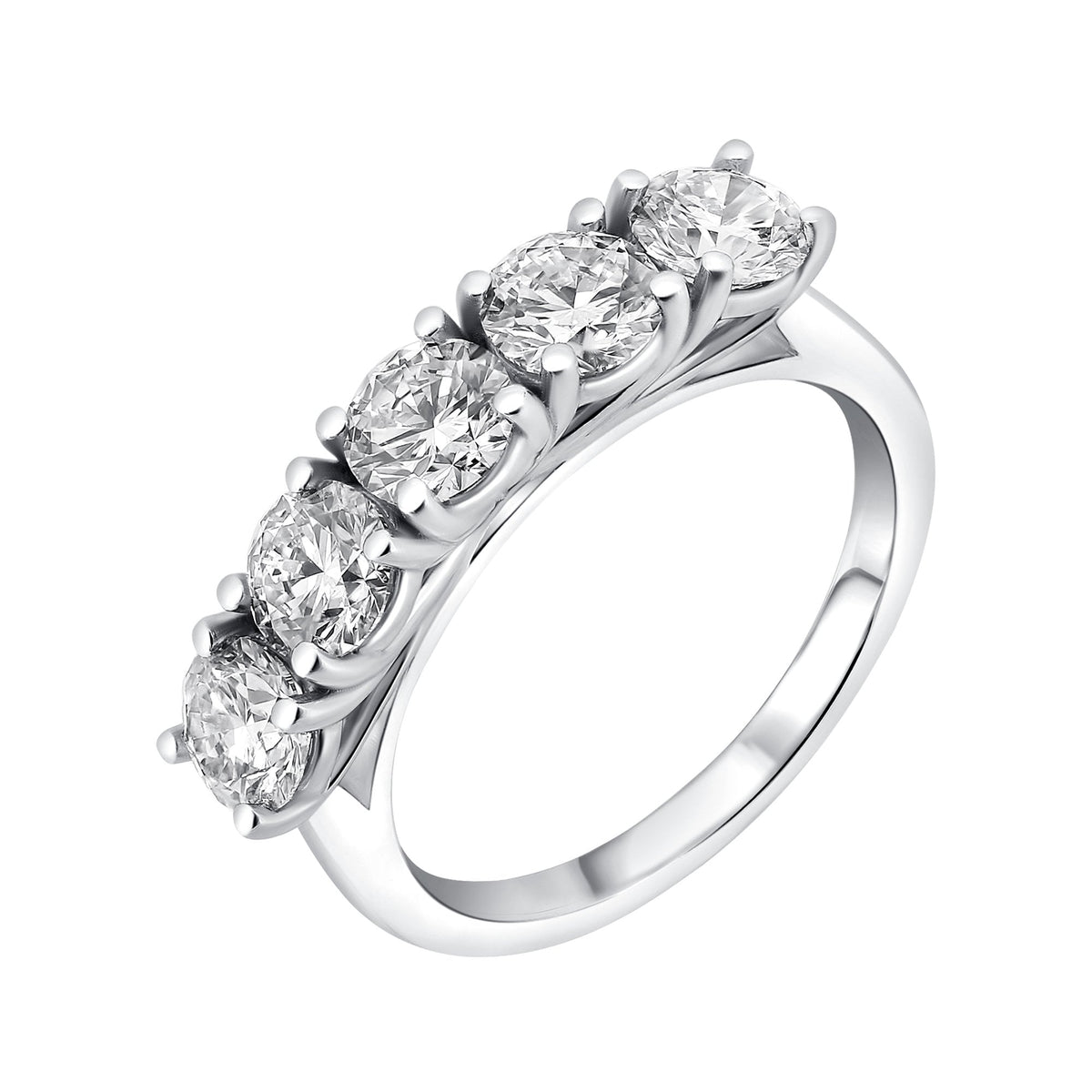 Lab grown platinum 2.10ct D VS1 IGI round diamond 5 stone ring