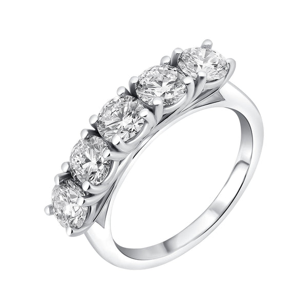 Lab grown platinum 2.10ct D VS1 IGI round diamond 5 stone ring