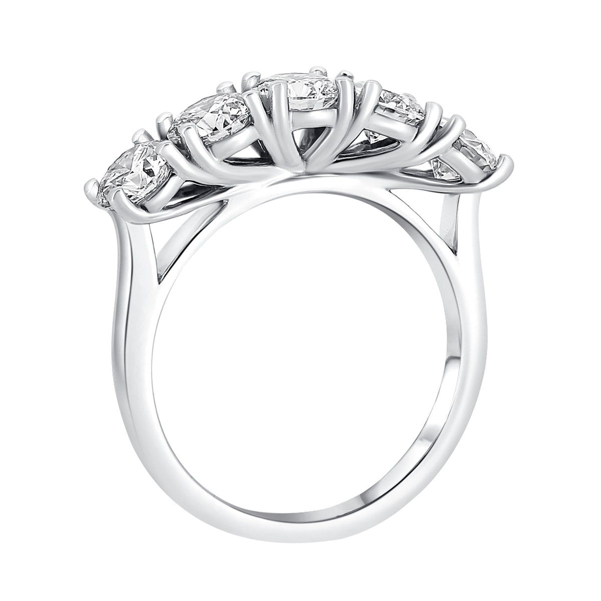 Lab grown platinum 2.10ct D VS1 IGI round diamond 5 stone ring